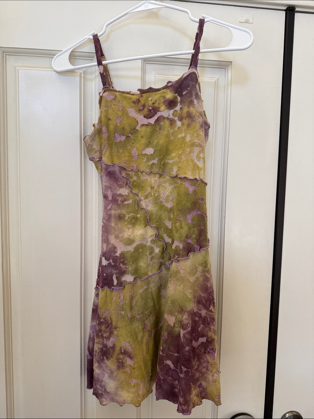 Tie-Dye Velvet Slip Dress in Olive & Mauve
